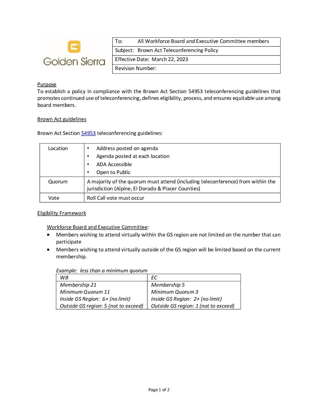 Teleconferencing Policy