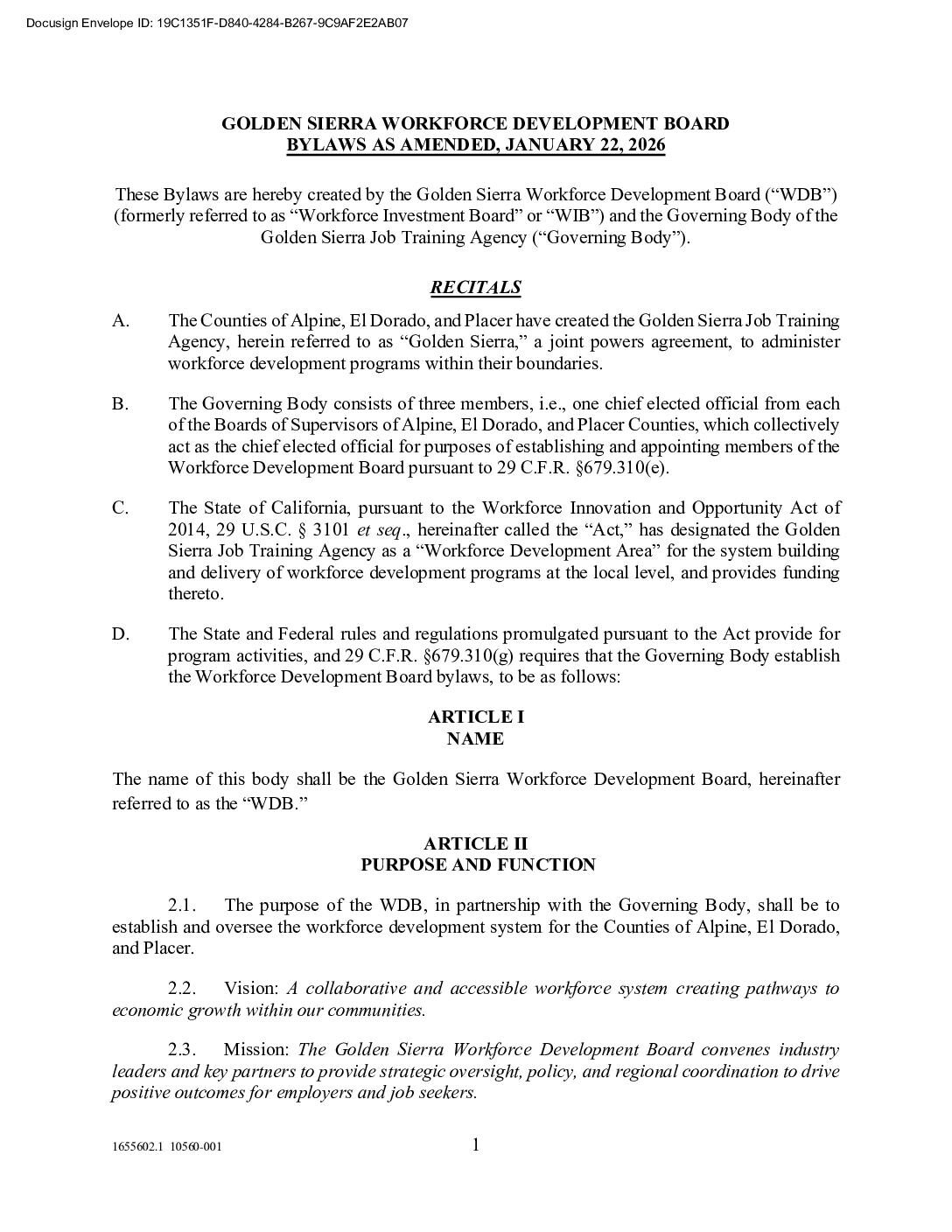 Workforce Development Board Bylaws