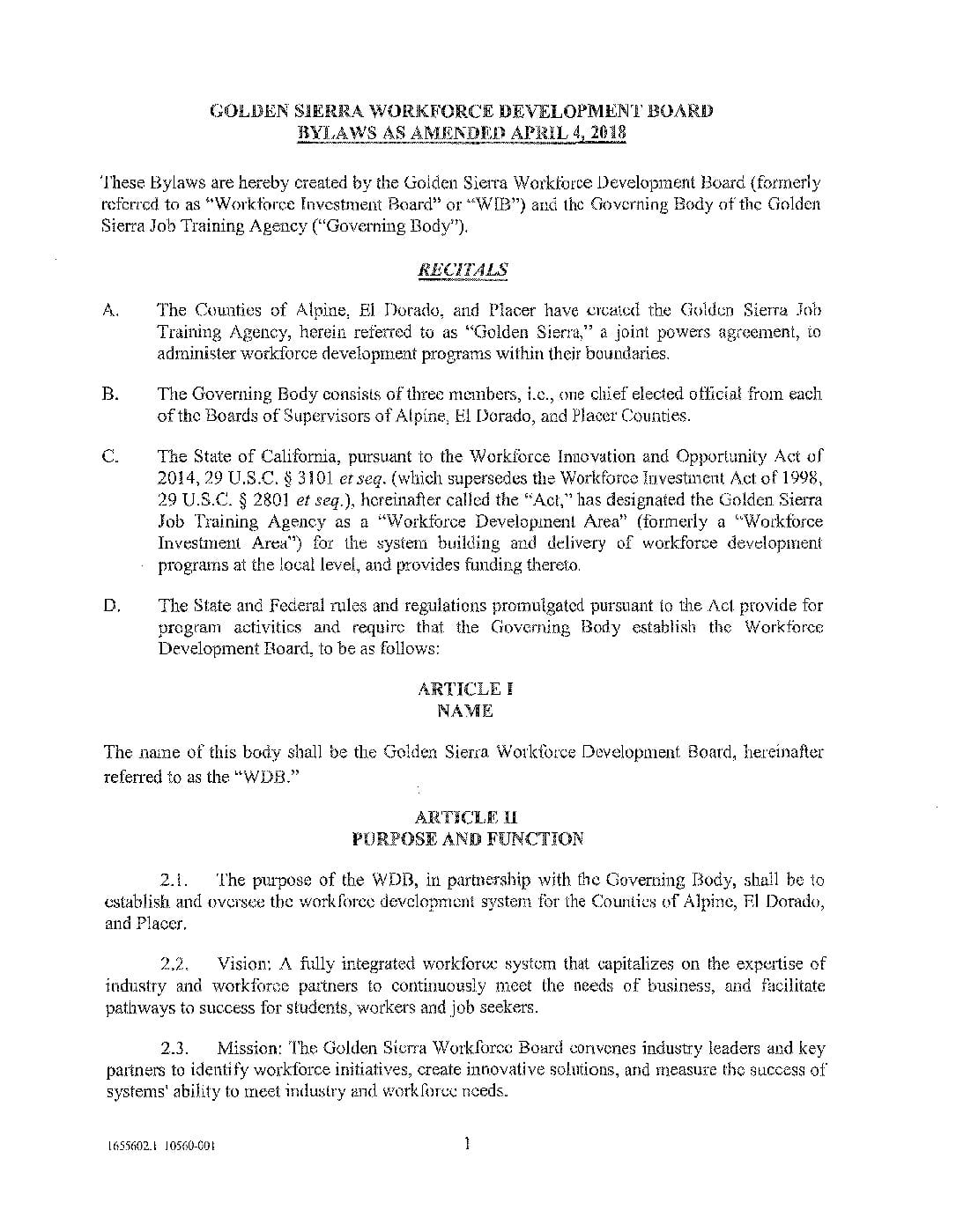 Workforce Board Bylaws