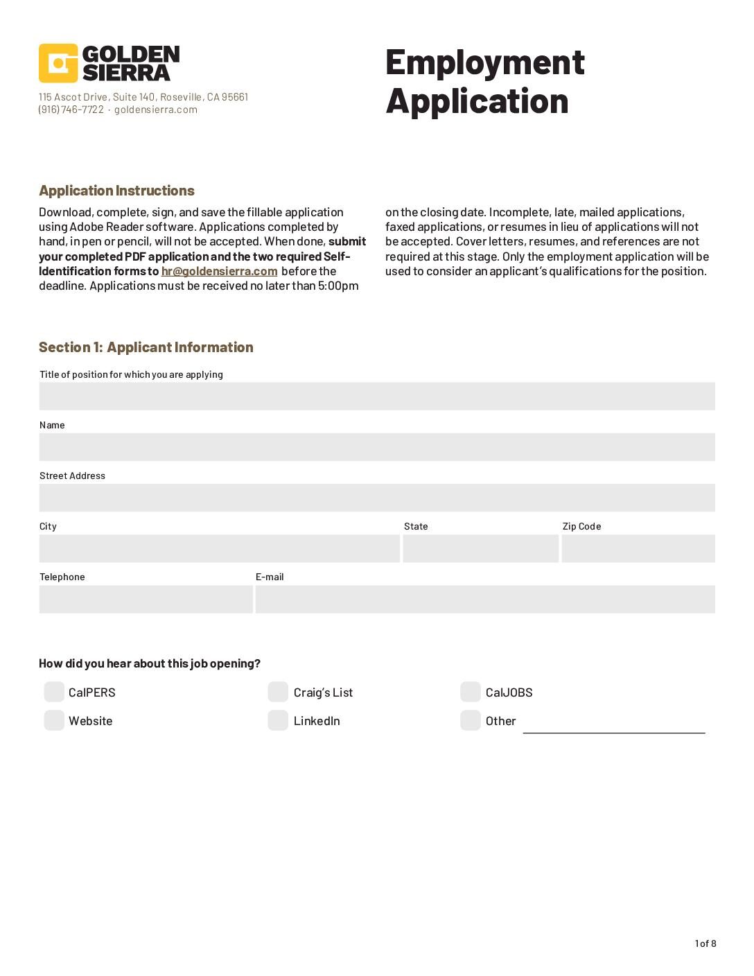 Job Application – 2025